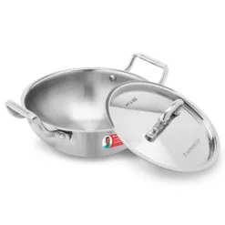 Stella Triply Stainless Steel Kadhai with Lid | 20 cm, 1.6 Litres |