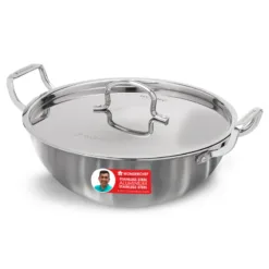 Stella Triply Stainless Steel Kadhai with Lid | 28 cm, 4.5 Litres |