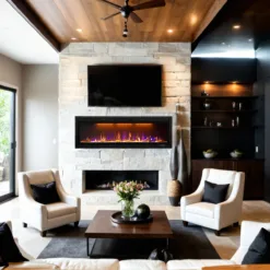 Smart 74” WiFi-Enabled Electric Fireplace ,in-Wall Recessed